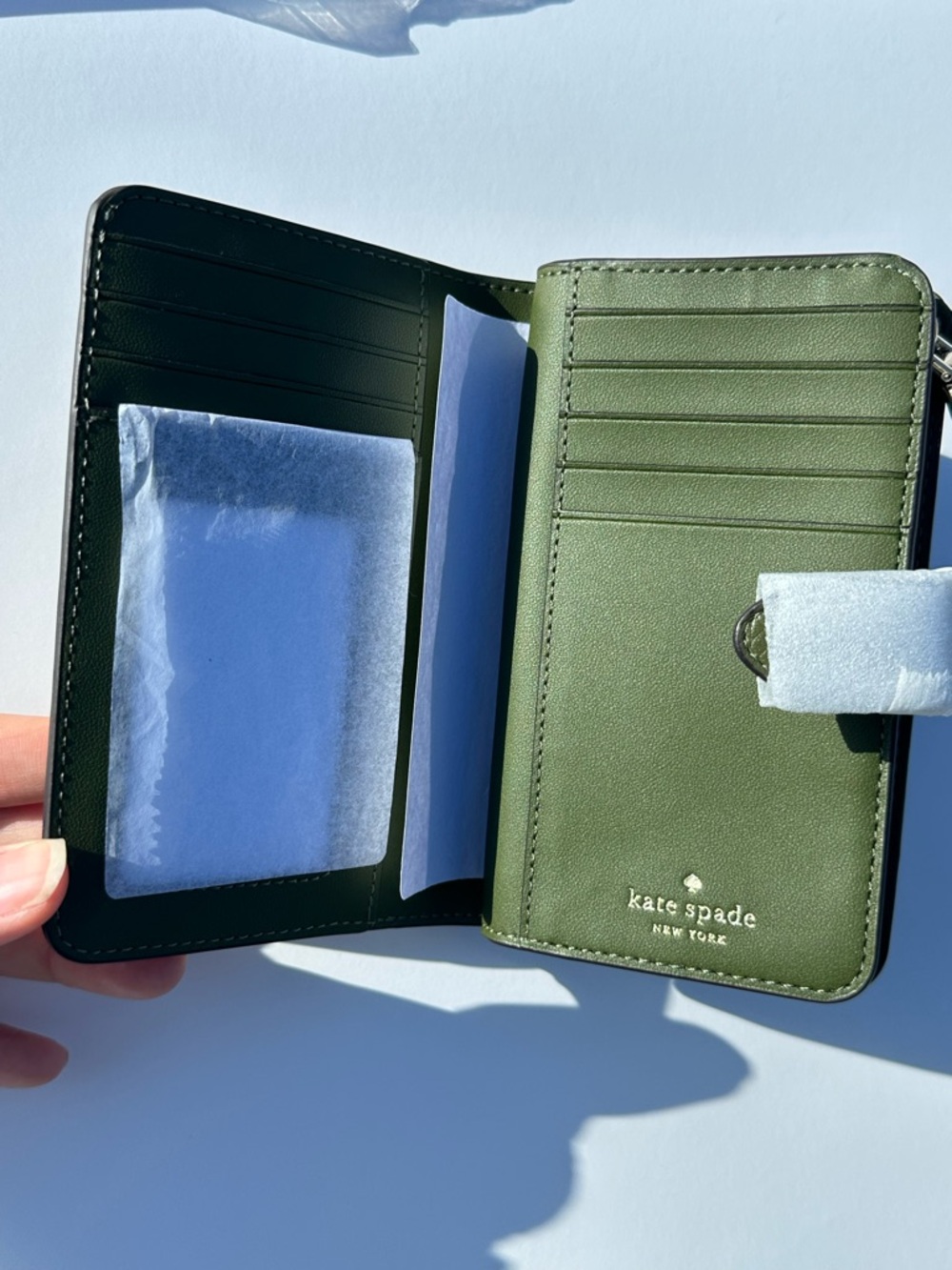 kate spade Olive Green Textured Leather Zip Wallet - Picture 4 of 4